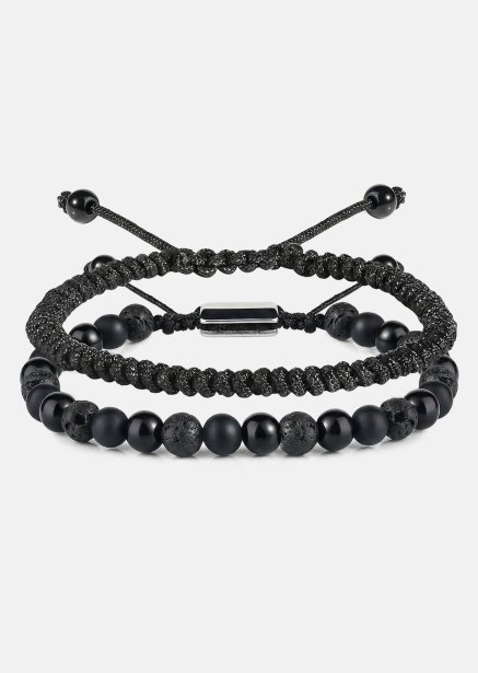 Perlenarmband Obsidian Knot