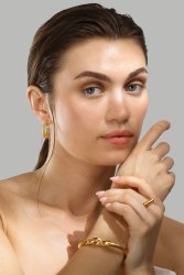 Ring Bold Ribbed- 18k vergoldet