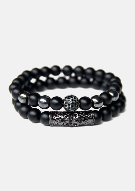 Perlenarmband Obsidian Crown