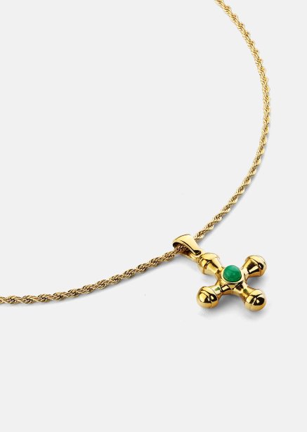 Emerald Cross Green Halskette – 18k Vergoldet