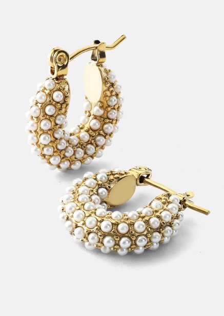 Chunky Pearl Hoop Ohrring - 18k Vergoldet