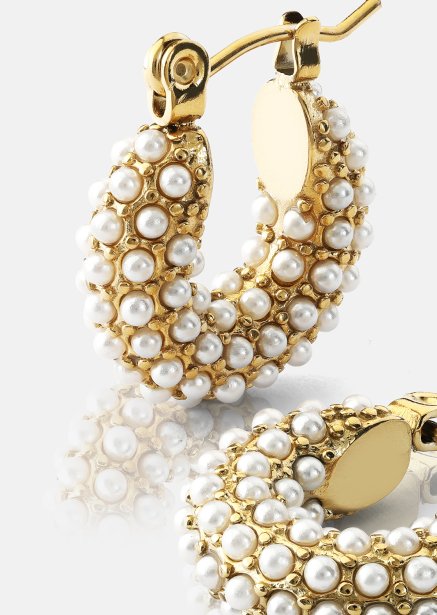 Chunky Pearl Hoop Ohrring - 18k Vergoldet