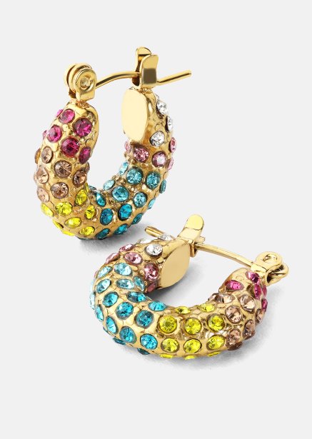 Colored Pearl Hoop Ohrring - 18k Vergoldet