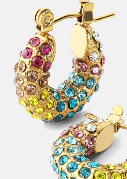 Colored Pearl Hoop Ohrring - 18k Vergoldet
