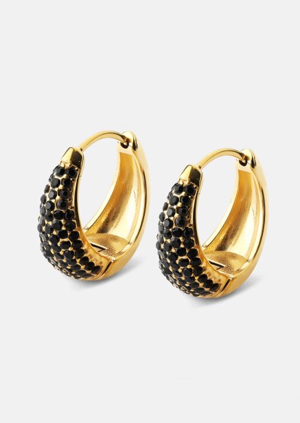 Ohrring Dark Crystal Hoop - 18k Vergoldet