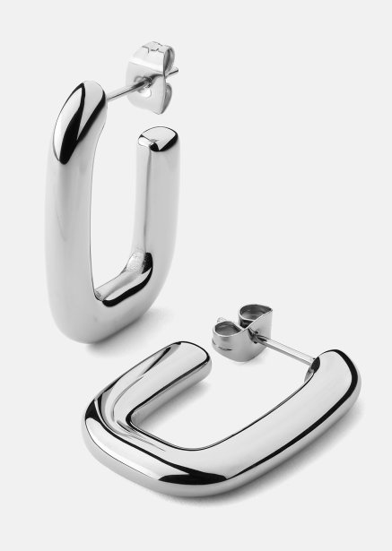 Ohrring Chunky Rectangle - Steel