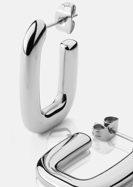 Ohrring Chunky Rectangle - Steel