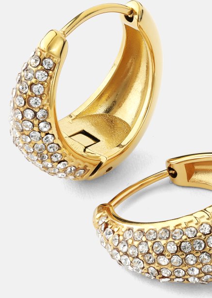 Ohrring White Crystal Bold Hoops - 18k Vergoldet