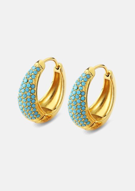 Ohrring Turquoise Crystal Bold Hoops - 18k Vergoldet