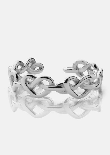 Ring Heart Link- Versilbert
