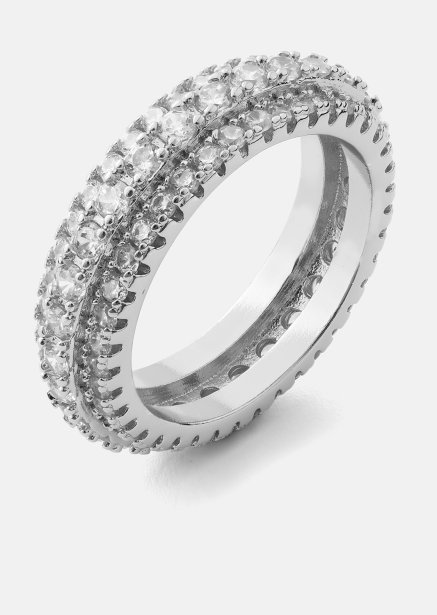 Ring Crystal Shimmer - Versilbert
