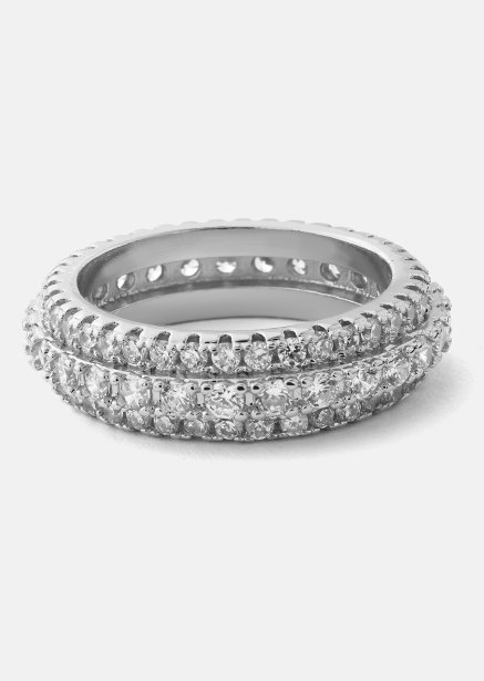 Ring Crystal Shimmer - Versilbert