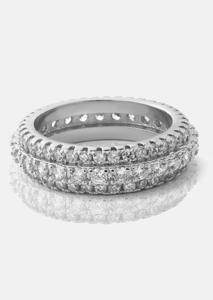 Ring Crystal Shimmer - Versilbert