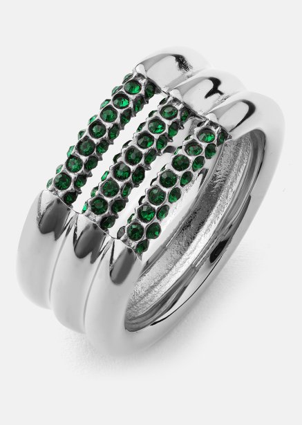 Ring Green Lumière - Versilbert