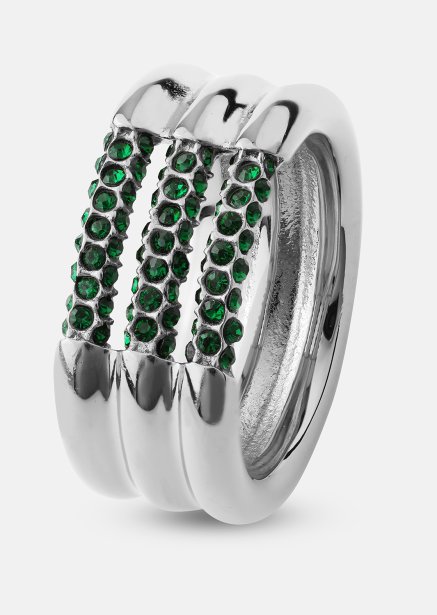 Ring Green Lumière - Versilbert