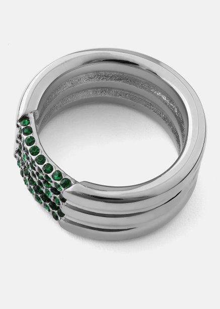 Ring Green Lumière - Versilbert