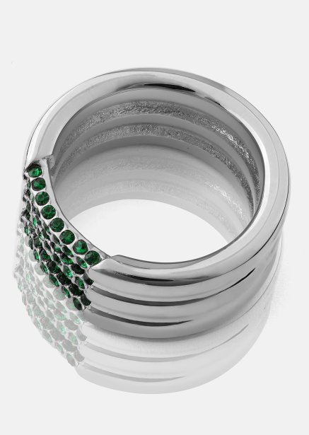 Ring Green Lumière - Versilbert