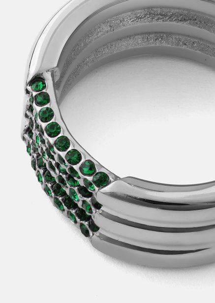 Ring Green Lumière - Versilbert