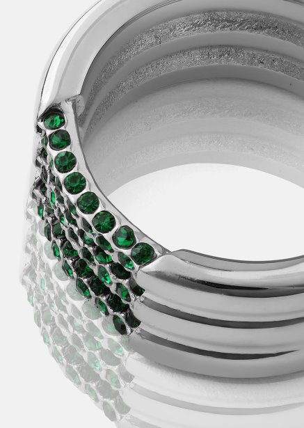 Ring Green Lumière - Versilbert