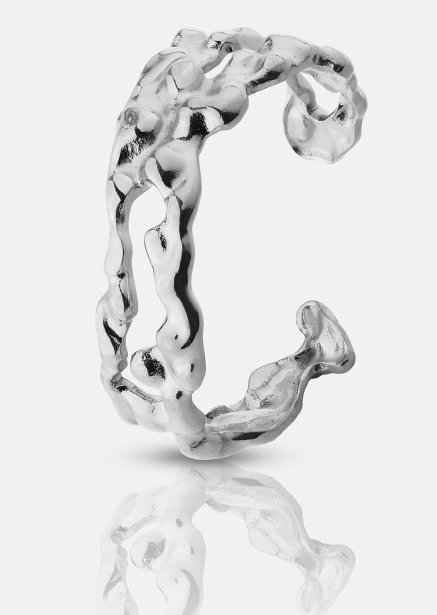 Ring Molten Wave - Versilbert
