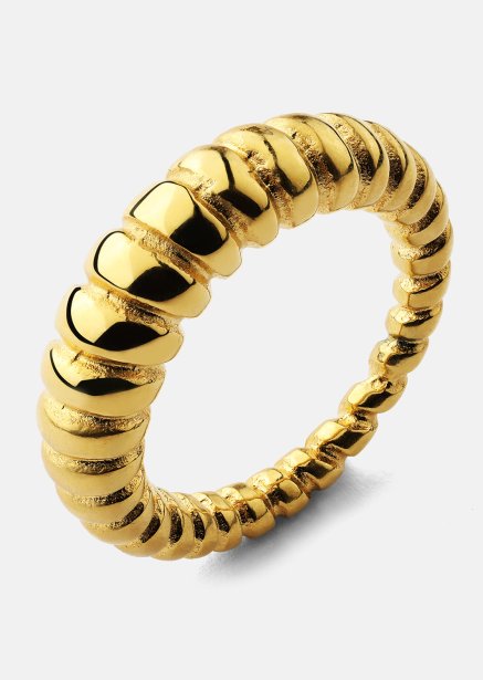 Ring Bold Ribbed- 18k vergoldet