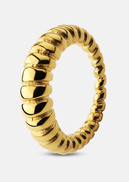 Ring Bold Ribbed- 18k vergoldet