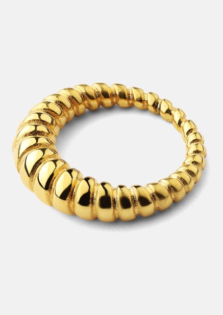 Ring Bold Ribbed- 18k vergoldet