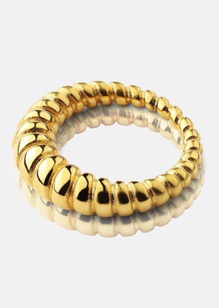 Ring Bold Ribbed- 18k vergoldet