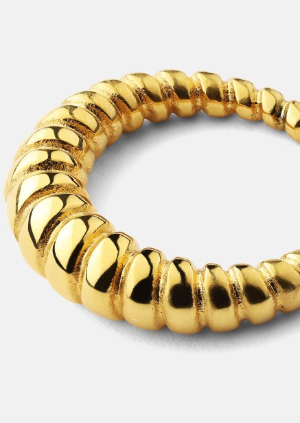 Ring Bold Ribbed- 18k vergoldet