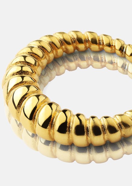 Ring Bold Ribbed- 18k vergoldet