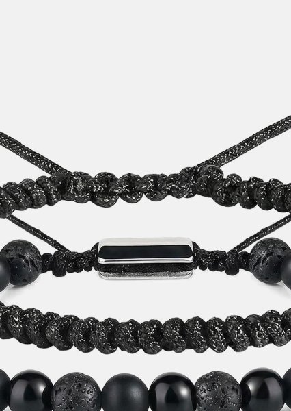 Perlenarmband Obsidian Knot