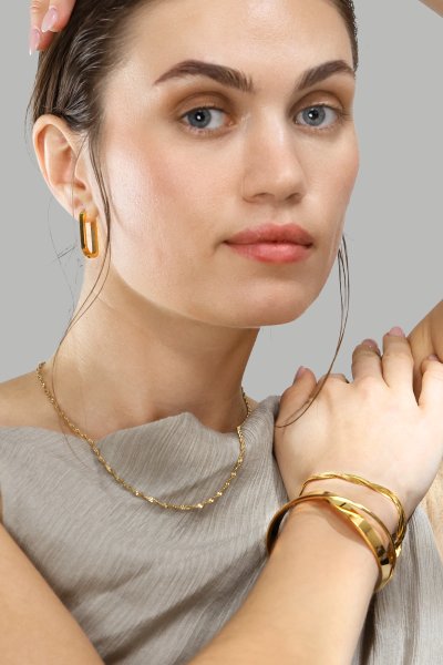 Ohrring Edge Hoops - 18k Gold Plated