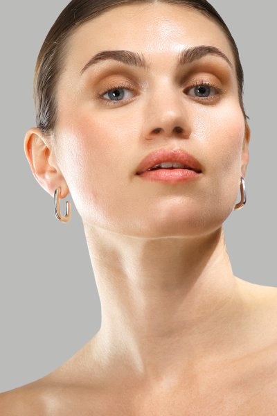 Ohrring Chunky Rectangle - Steel