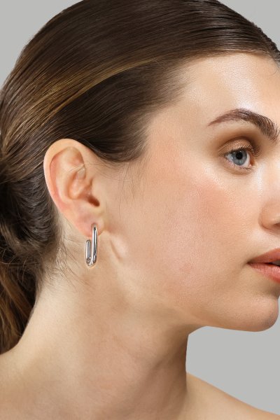 Ohrring Chunky Rectangle - Steel