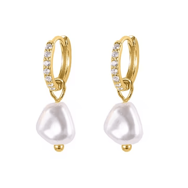 Pearl Charm Ohrringe – 18k Vergoldet