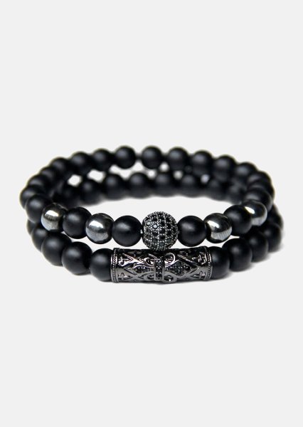 Perlenarmband Obsidian Crown