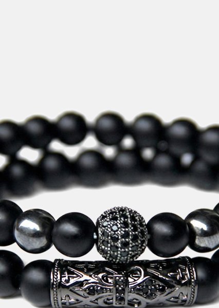 Perlenarmband Obsidian Crown