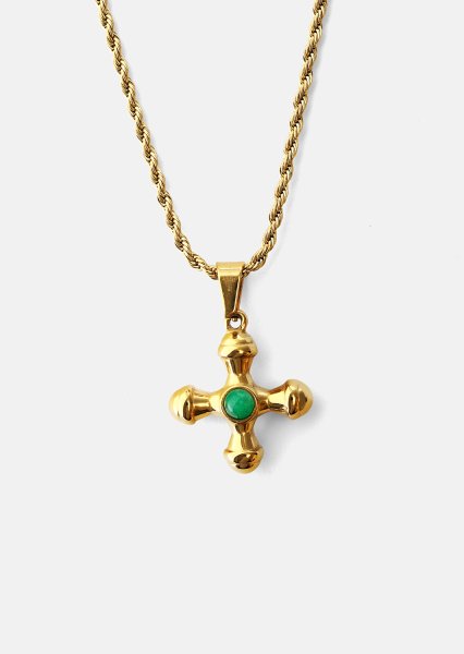Emerald Cross Green Halskette – 18k Vergoldet
