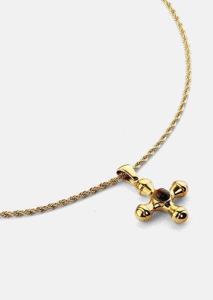 Emerald Cross Brown Halskette – 18k Vergoldet