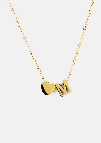 Halskette Heart Letter A-N - 18k Vergoldet