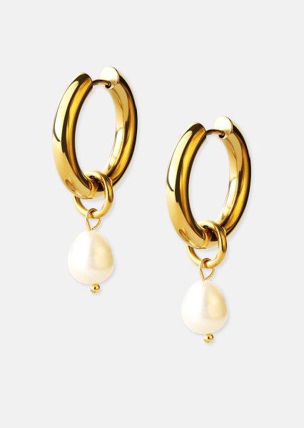 Ohrring Pearl Drop - 18k Gold Plated