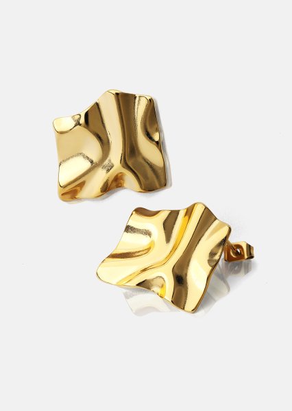 Ohrring Golden Ripple Studs - 18k Gold Plated