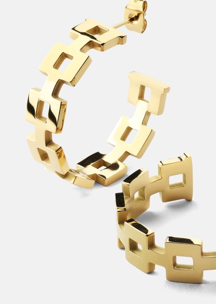 Ohrring GeoHoops - 18k Vergoldet