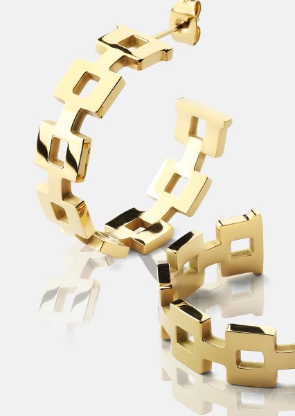 Ohrring GeoHoops - 18k Vergoldet