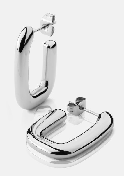 Ohrring Chunky Rectangle - Steel