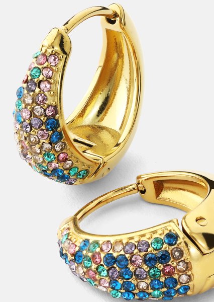 Ohrring Multicolor Crystal Bold Hoops - 18k Vergoldet