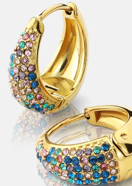 Ohrring Multicolor Crystal Bold Hoops - 18k Vergoldet