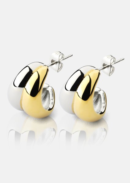 Ohrring Dual Wave - 18k Vergoldet