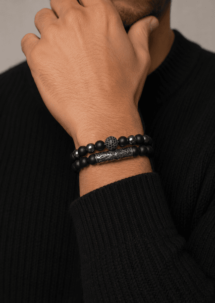 Perlenarmband Obsidian Crown