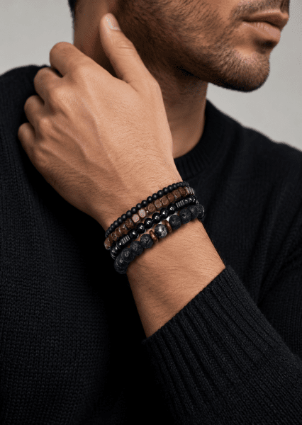 Perlenarmband Obsidian Knack